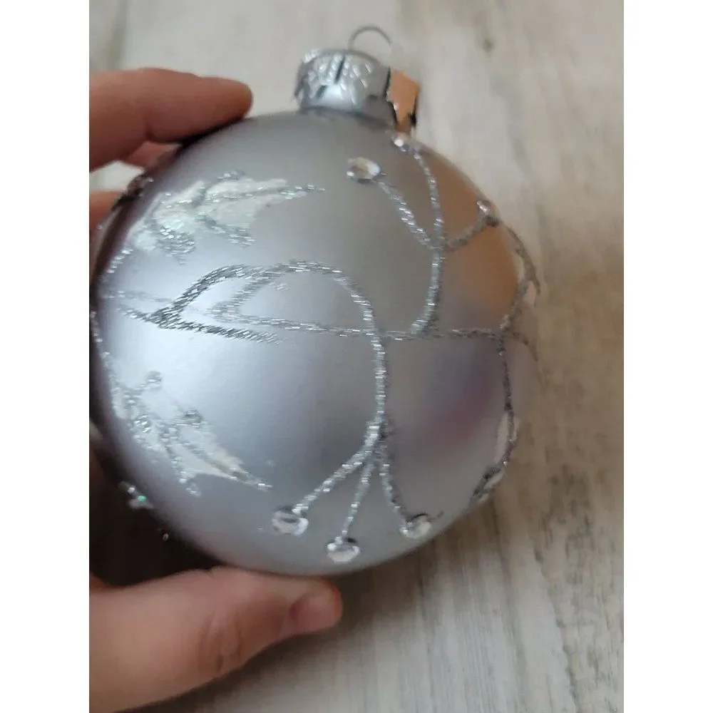 Silver ball snowflake glitter ornament Xmas decor‎